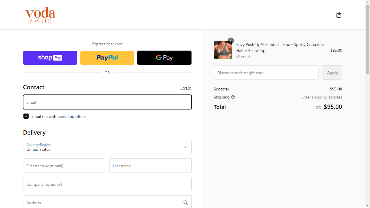 How to apply Voda Swim coupon code